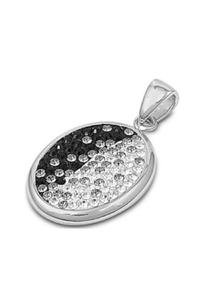Oval Shaped Cubic Zirconia Pendant Sterling Silver