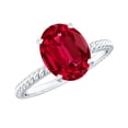 thumbnail image 1 of Rosec Jewels Oval Shaped Lab Grown Ruby Solitaire Ring with Surprise Diamond (8X10 mm), 18K White Gold, US 11.50, 1 of 9
