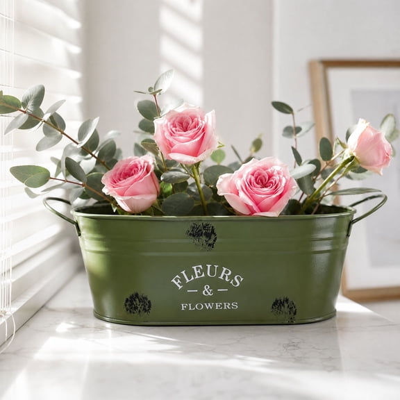 Oval Shaped Metal Plants Pot, Sturdy Anti-Rust Metal Structure with Open Planting Cavity, Multi-Purpose Planter for Balcony Flower Greenery & Home Garden Potted Plants Cultivation