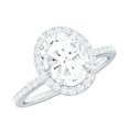 thumbnail image 1 of Rosec Jewels Oval Moissanite Engagement Ring with Halo - D-VS1 Quality Authentically Certified Classic Ring for Women, 925 Sterling Silver, US 4.00, 1 of 8