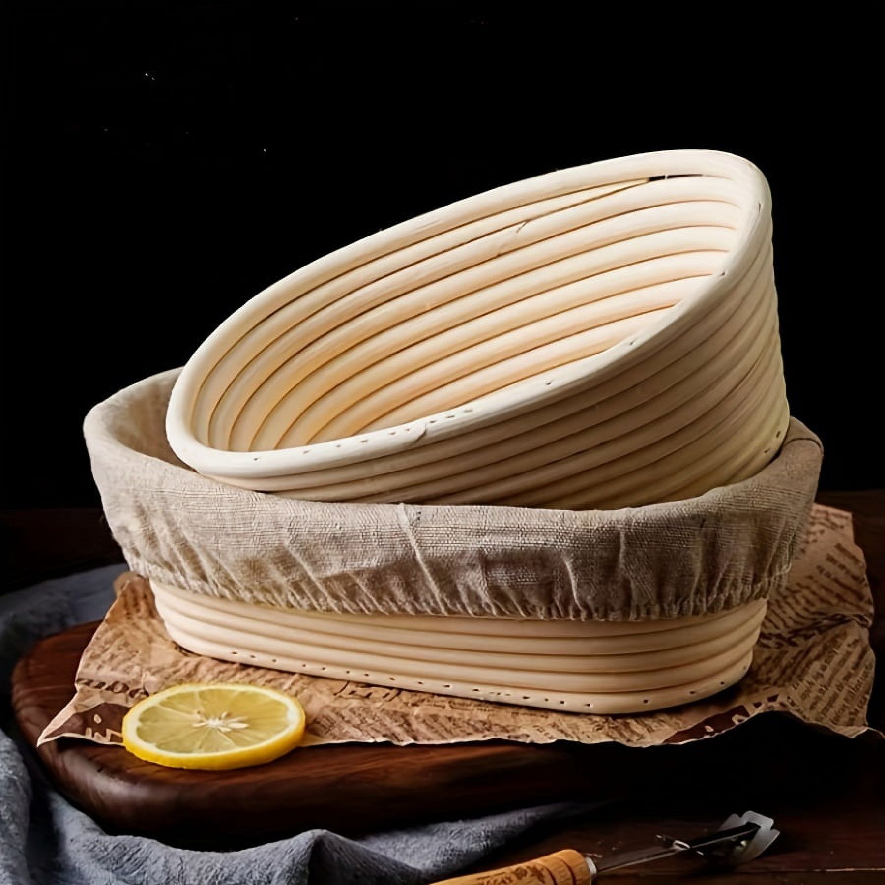 OvalShaped Natural Rattan Bread Proofing Basket with Liner Cloth Perfect for Artisan Bread