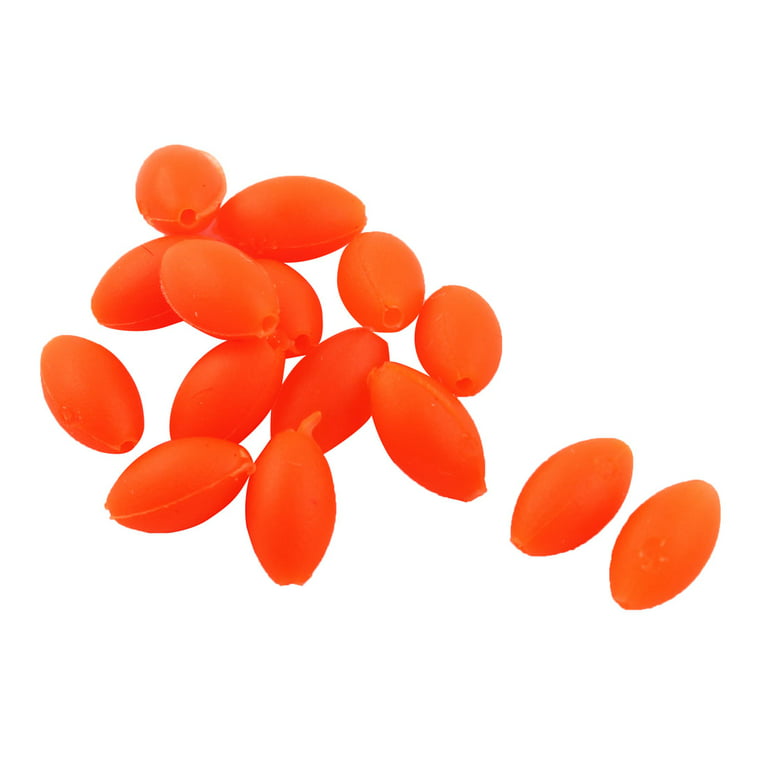 Oval Shaped Rubber Fisherman Terminal Soft Bobber Stopper Luminous Lure  Fishing Beads 15pcs Orange 