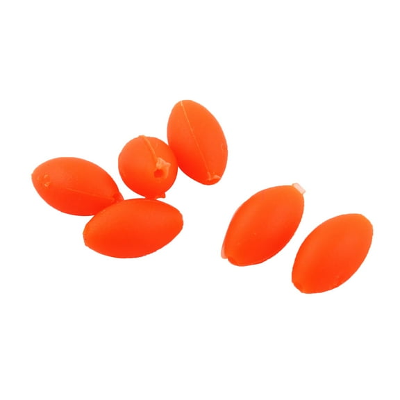 Oval Shaped Rubber Fisherman Terminal Soft Bobber Stopper Luminous Lure Fishing Beads 6pcs Orange