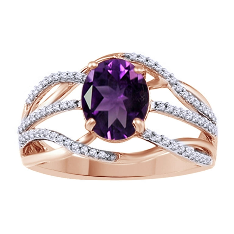 Sterling Silver Oval Amethyst And White CZ Ring Sterling Silver Oval Amethyst And White CZ Ring