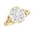 thumbnail image 1 of Rosec Jewels Certified Moissanite Solitaire Engagement Ring 2 Ct - Celtic Knot Ring - 7X9 mm Oval - D-VS1 Quality, 14K Yellow Gold, US 10.00, 1 of 8