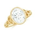 thumbnail image 1 of Rosec Jewels Certified Moissanite Solitaire Engagement Ring 2 Ct - Celtic Knot Ring - 7X9 mm Oval - D-VS1 Quality, 14K Yellow Gold, US 10.50, 1 of 8