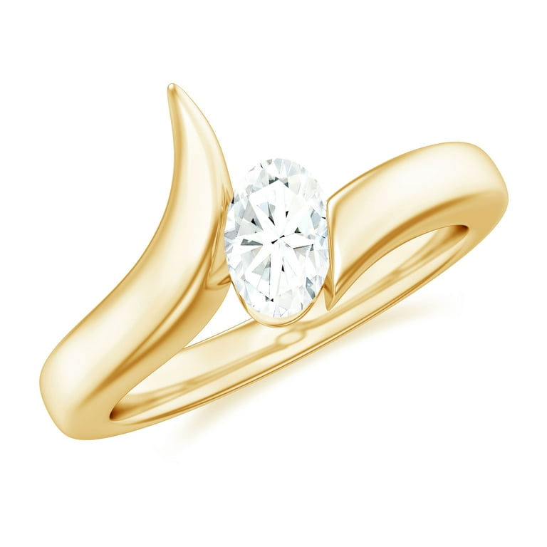 Tension Set Solitaire Diamond Engagement Ring 14k Yellow Gold 0.50
