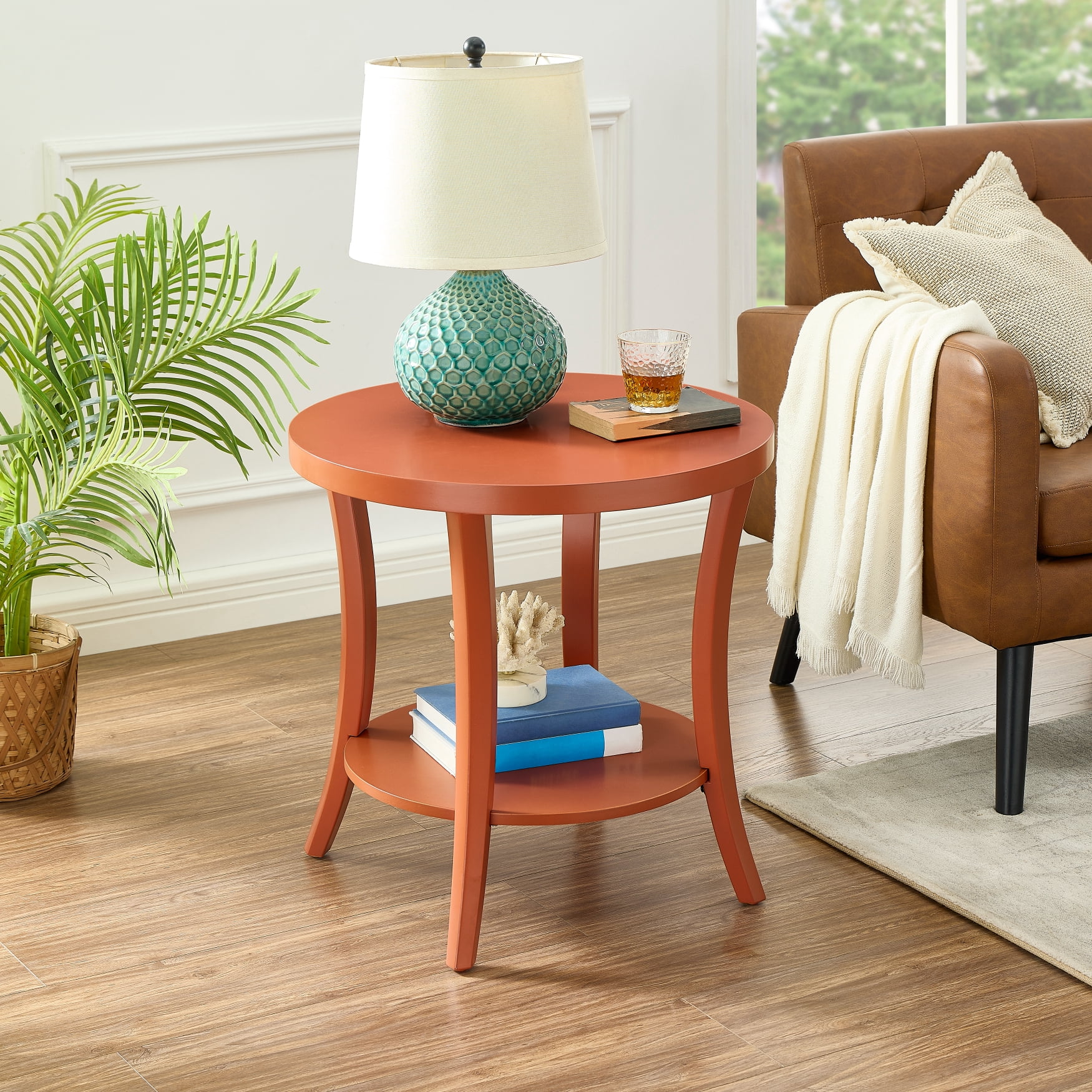 Oval Shelf End Table, Orange