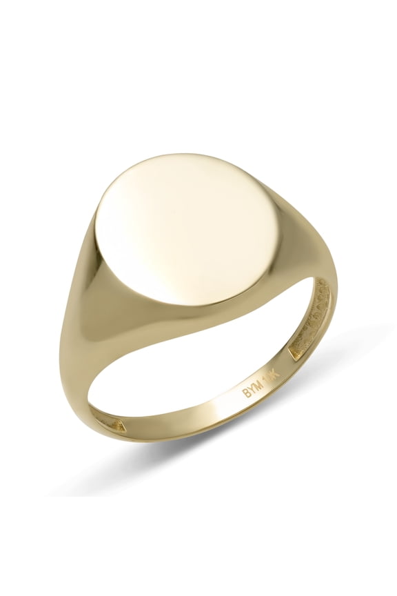 Oval Shiny Signet Unisex Adult Ring 10K Yellow Gold, 2.37Gr - GOLDUM NYC