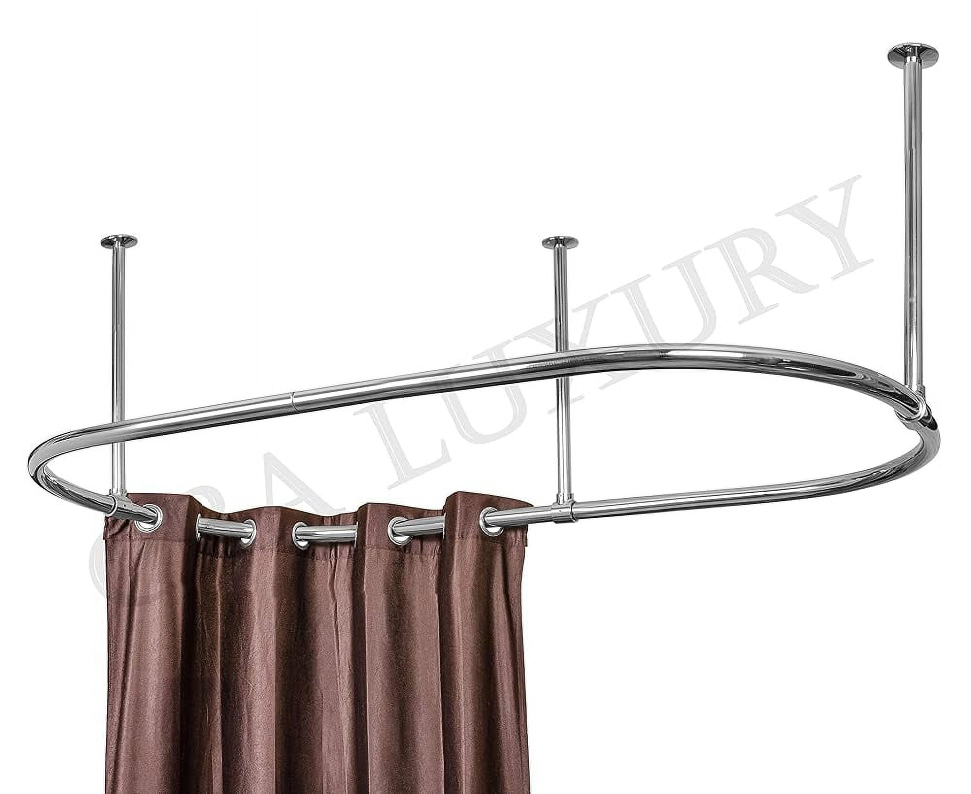 Oval Shower Curtain Rod (Free Curtain Rings)Ceiling Support For