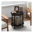 thumbnail image 1 of Oval Side Table with Storage, 2-Tier End Table with Solid Wood Legs, Espresso, 1 of 9