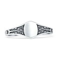 thumbnail image 1 of Oval Signet Oxidized Ring 925 Sterling Silver Size 5, 1 of 6