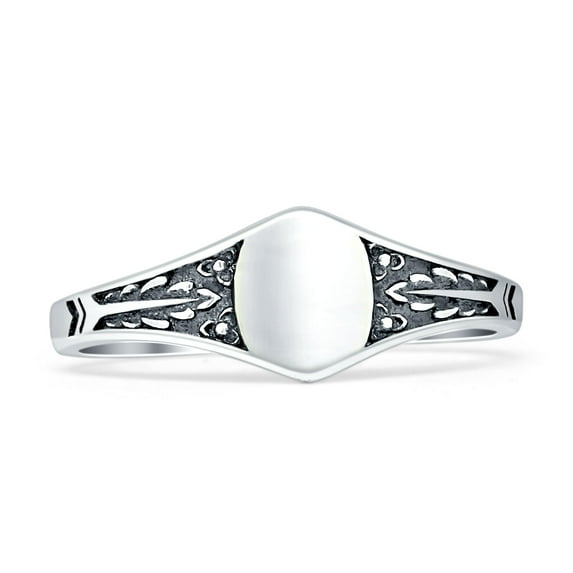 Oval Signet Oxidized Ring 925 Sterling Silver Size 5