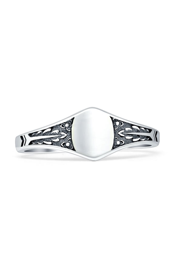 Oval Signet Oxidized Ring 925 Sterling Silver Size 8