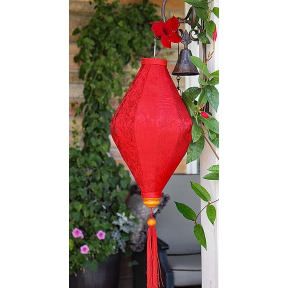 Oval Silk Lantern- (Red)
