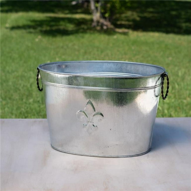 Oval Silver Ribbed Fleur De Lis Beverage Tub Oval Silver Ribbed Fleur De Lis Beverage Tub