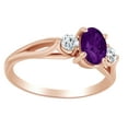 thumbnail image 1 of AFFY Oval Simulated Amethyst & Natural Diamond Three Stone Engagement Ring 14K Rose Gold (0.2 Ct), 1 of 1