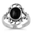 thumbnail image 1 of Oval Simulated Onyx Stone Filigree Noveau Ring Sterling Silver, 1 of 3