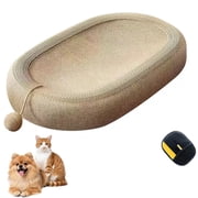 Oval Sisal Cat Scratcher Bed, Durable Cat Scratching Pad with Interactive Ball Toy, Cat Scratcher Lounge Bed for Indoor Cats, No Fray Cat Scratch Mat for Rest and Scratching