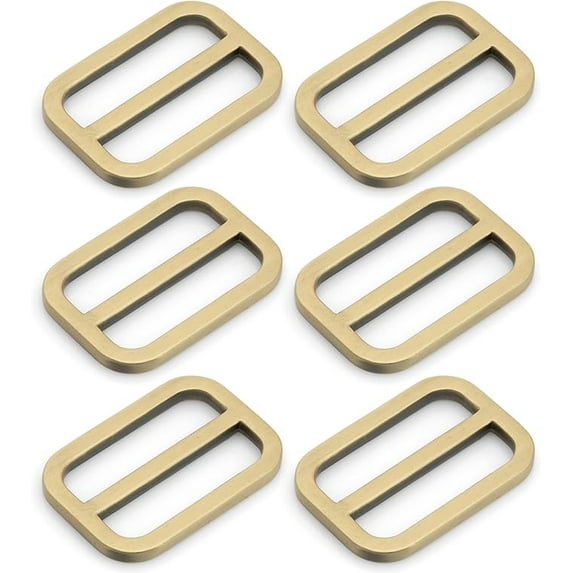 Oval Slide Buckle Metal Flat Oval Slider Triglide Strap Keeper Bag Belt Adjuster 6 pcs VTSV (1-1/2 Inches, Brushed Brass)