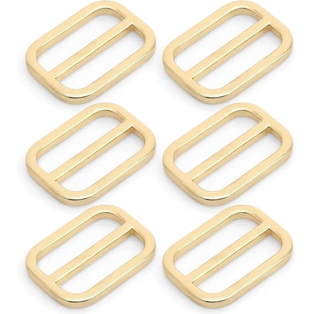 Oval Slide Buckle Metal Flat Oval Slider Triglide Strap Keeper Bag Belt Adjuster 6 pcs VTSV (1 Inch, Gold)
