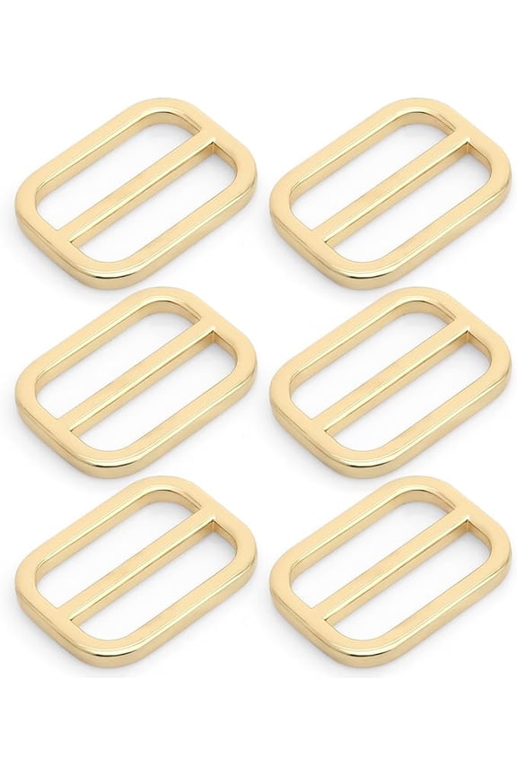 Oval Slide Buckle Metal Flat Oval Slider Triglide Strap Keeper Bag Belt Adjuster 6 pcs VTSV (1 Inch, Gold)