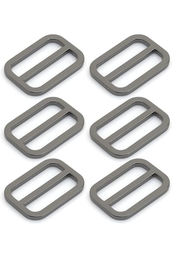 Oval Slide Buckle Metal Flat Oval Slider Triglide Strap Keeper Bag Belt Adjuster 6 pcs VTSV (1 Inch, Gunmetal)