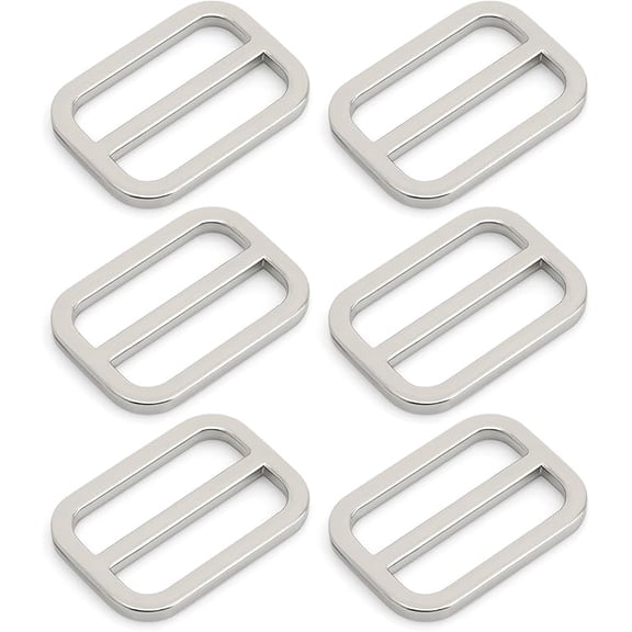 Oval Slide Buckle Metal Flat Oval Slider Triglide Strap Keeper Bag Belt Adjuster 6 pcs VTSV (1 Inch, Silver)