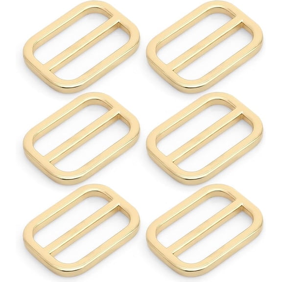 Oval Slide Buckle Metal Flat Oval Slider Triglide Strap Keeper Bag Belt Adjuster 6 pcs VTSV (3/4 Inch, Gold)