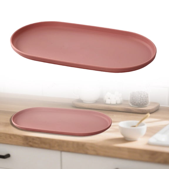 Oval Soap Dispenser Tray - 12'' Ceramic Vanity Tray for Bathroom Decorative, Jewelry Ring Dish, Comestic Holder, Kitchen Sink Countertop Organizer Plate