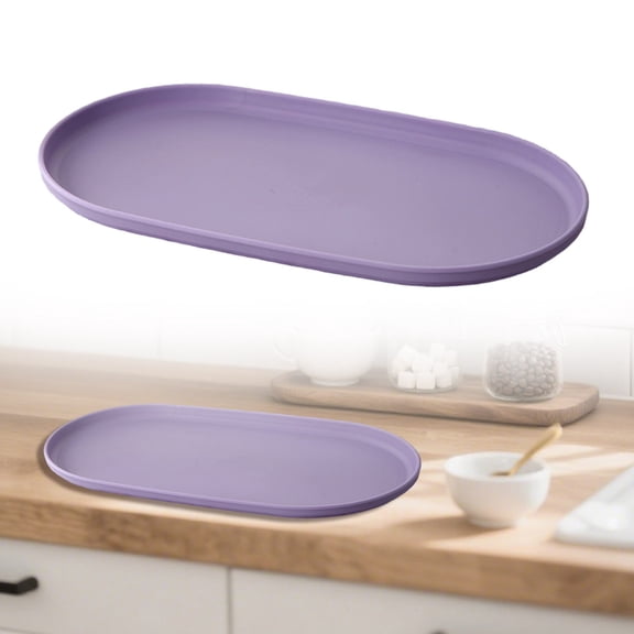 Oval Soap Dispenser Tray - 12'' Ceramic Vanity Tray for Bathroom Decorative, Jewelry Ring Dish, Comestic Holder, Kitchen Sink Countertop Organizer Plate