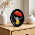thumbnail image 1 of Oval Solid Wood Picture Frame, Whimsical Animal Art Print Tabletop Wall Decor Multi Design Option for Living Room Bedroom Home Decoration, 1 of 6