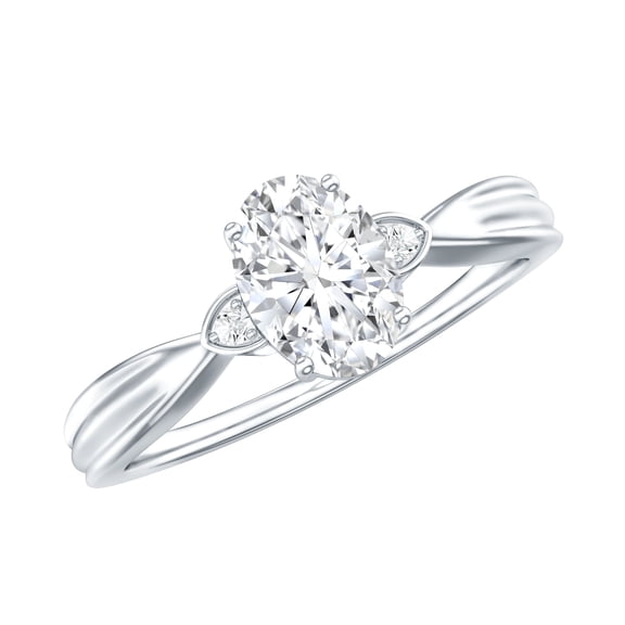 Rosec Jewels Moissanite Engagement Ring Oval - 5X7 mm - Moissanite Solitaire Ring for Women - D-VS1 Grade Certified, 925 Sterling Silver, US 4.00