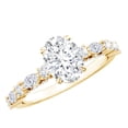 thumbnail image 1 of Rosec Jewels Handcrafted Moissanite Engagement Ring with Side Stones (1 Carat, 6X8mm Oval, D-VS1 Quality) - Ready to Gift with Jewelry Box, 14K Yellow Gold, US 3.00, 1 of 8