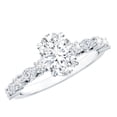 thumbnail image 1 of Rosec Jewels Handcrafted Moissanite Engagement Ring with Side Stones (1 Carat, 6X8mm Oval, D-VS1 Quality) - Ready to Gift with Jewelry Box, 925 Sterling Silver, US 6.50, 1 of 9