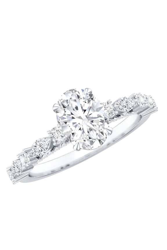 Oval Engagement Ring for Women - Handcrafted 1 Ct Moissanite Ring - 6x8 mm - D-VS1 Quality Certified, 925 Sterling Silver, US 7.50