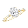 thumbnail image 1 of Rosec Jewels 1.71 Ct Oval Solitaire Moissanite Engagement Ring, with Spaced Accent (6X8 mm, D-VS1 Grade Certified) - Jewelry Box included, 14K Yellow Gold, US 5.00, 1 of 7