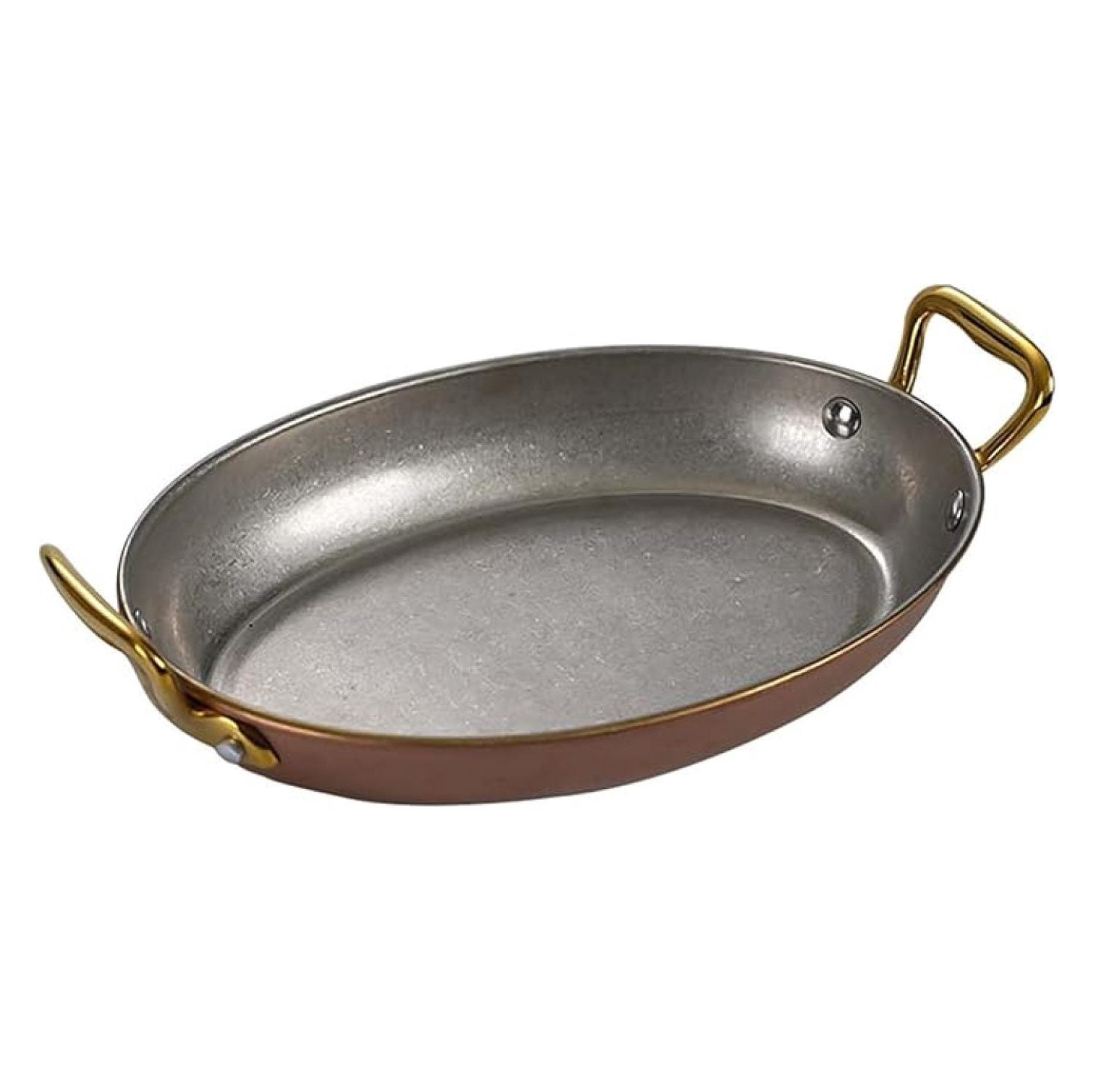 Oval Spanish Paella Pan, 304 Stainless Steel Skillet Pan with Dual ...