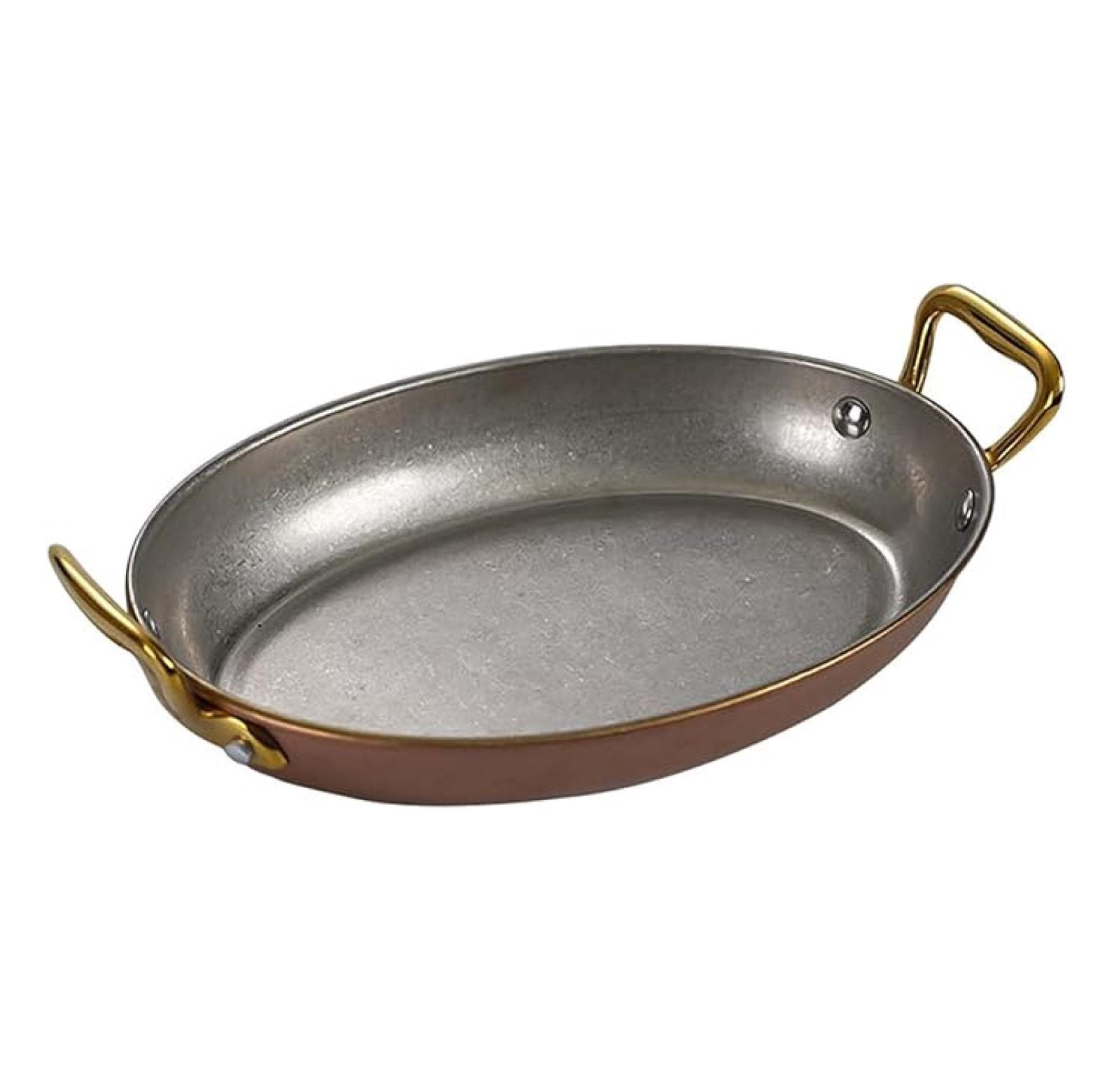 Oval Spanish Paella Pan, 304 Stainless Steel Skillet Pan with Dual ...