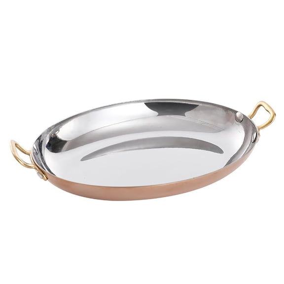 Oval Spanish Paella Pan Stainless Steel ,Cooking Skillet Cookware With Dual Handle Seafood Lobster Plate For Home Kitchen