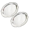 thumbnail image 1 of Oval Stainless Steel Platter, Embossed Decorative Platter For Dessert & Appetizers, Wedding Table Decor Tray, 9.65×6.89 Inch Silver Oval Metal Serving Tray Corrosion-Resistant Surface, 2Pcs, 1 of 6