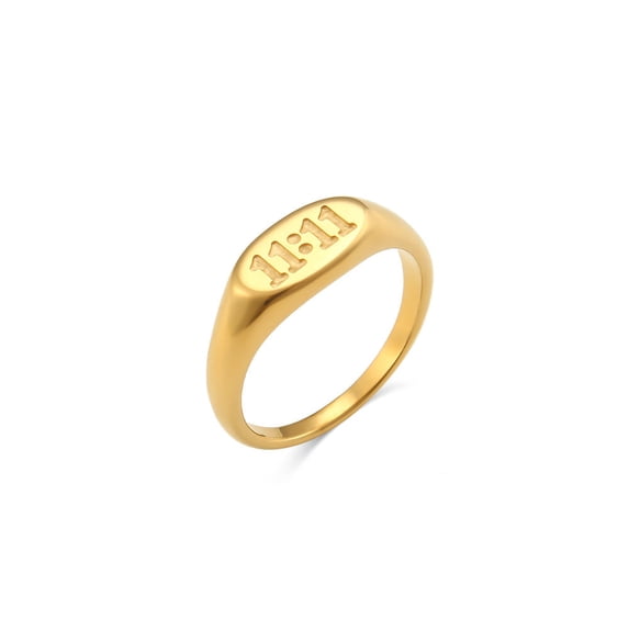 Oval Stainless Steel Ring 18K Gold Plated Elegant Jewelry