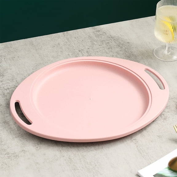 Oval Steak Plates with Handles - Heat Resistant Plastic Serving Platters - Drop Proof, Dishwasher Safe, Stackable Plates for Restaurant, Home, BBQ & Picnic -13.4x10.6 Inch