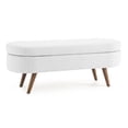 thumbnail image 1 of Oval Storage Bench, 43.5" Linen Upholstered Ottoman Bench with Wood Legs, 1 of 4