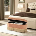 thumbnail image 1 of Oval Storage Bench In Peach Orange Velvet - Foam Padding For Comfort Versatile Use 38" Hue Enhances Interior Look, 1 of 5