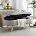 thumbnail image 1 of Oval Storage Ottoman Bench with Rubber Wood Legs,Grey, 1 of 11