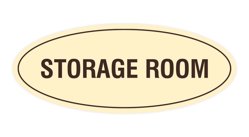 Oval Storage Room Sign (Ivory/Dark Brown) - Large 3.6x9" - Walmart.com