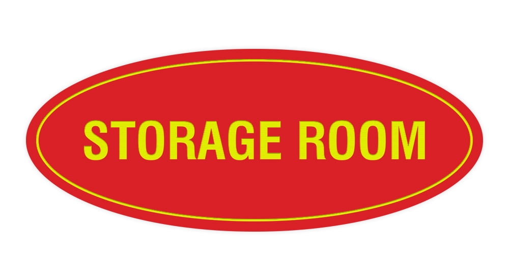 Oval Storage Room Sign (Red/Yellow) - Small 2x5