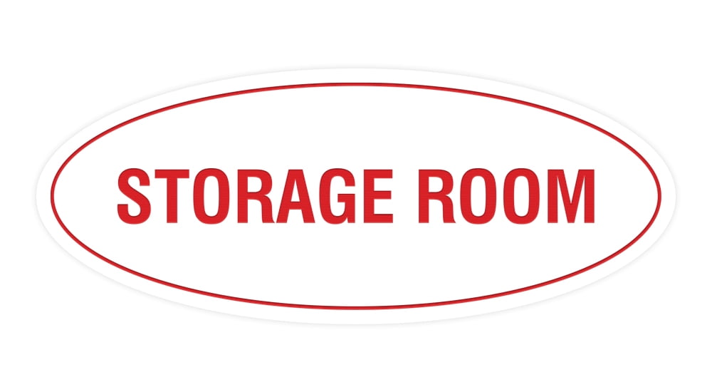 Oval Storage Room Sign (White/Red) - Small 2x5