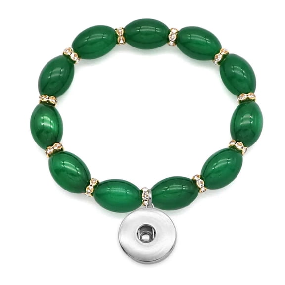 Oval Stretch Bead Bracelet Snap Jewelry Fits 18MM 20MM Ginger Charm Buttons